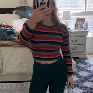 Stripped long sleeve crop